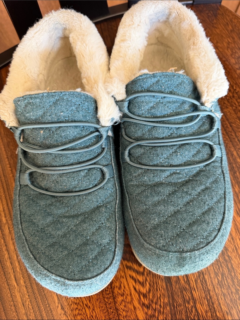 Women’s Quilted Fleece-Lined Slip-On Shoes/Slippers with thick runner sole